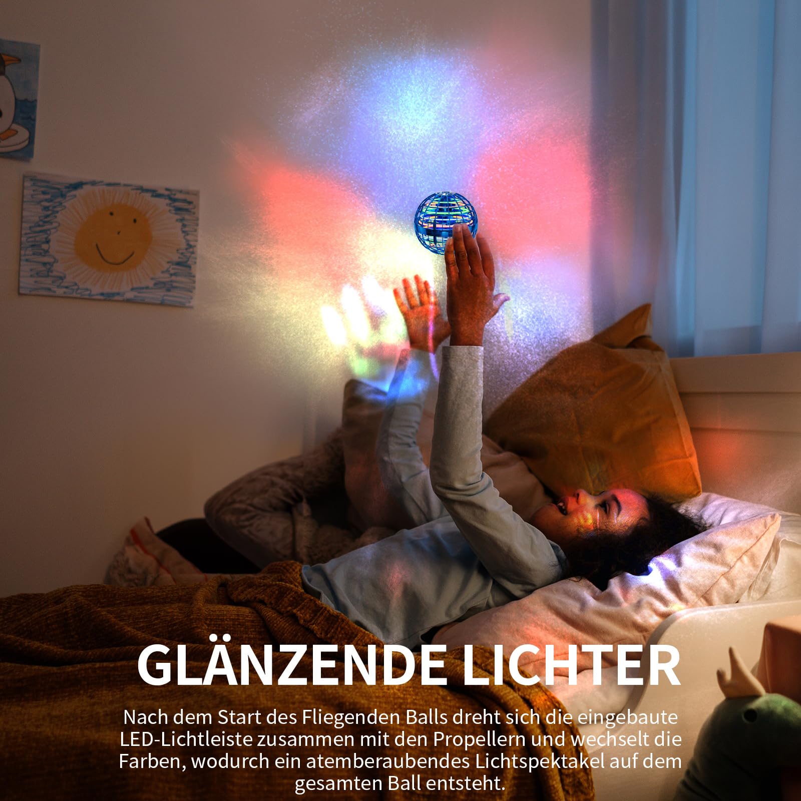 Ivtivfu Flying Orb Ball Fliegender Ball Rosa mit LED