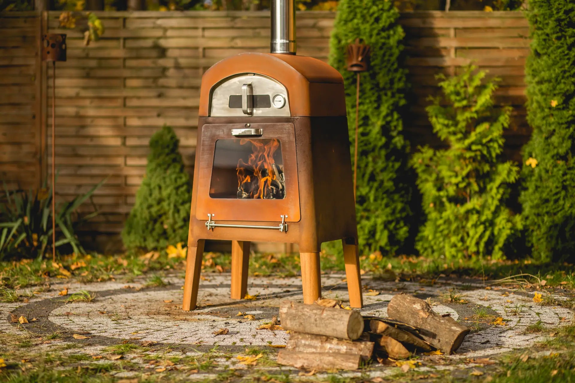 MASURIA nexo Kamin Pizzaofen Black mit Schamottstein