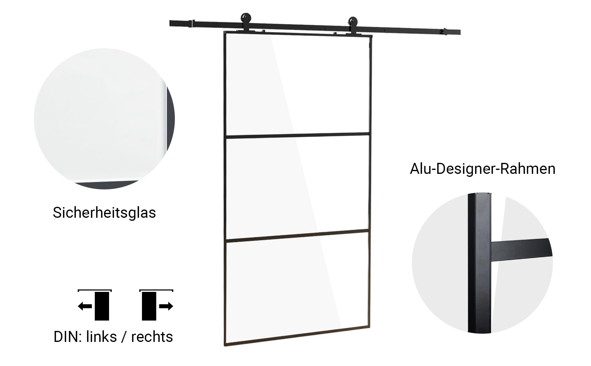 HPFloor Sliding Glass Doors Glas-Schiebetür 90x205 Matt