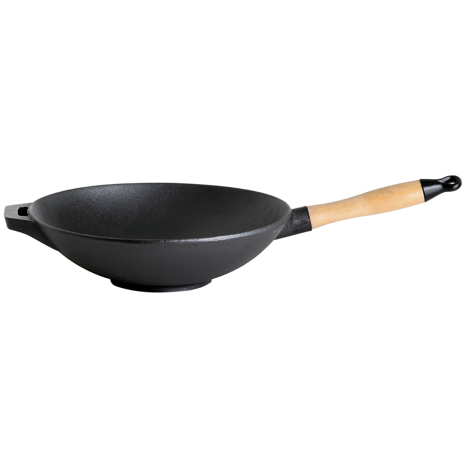 AllGrill Gusseisen Wok 30 cm mit Holzgriff Naturguss