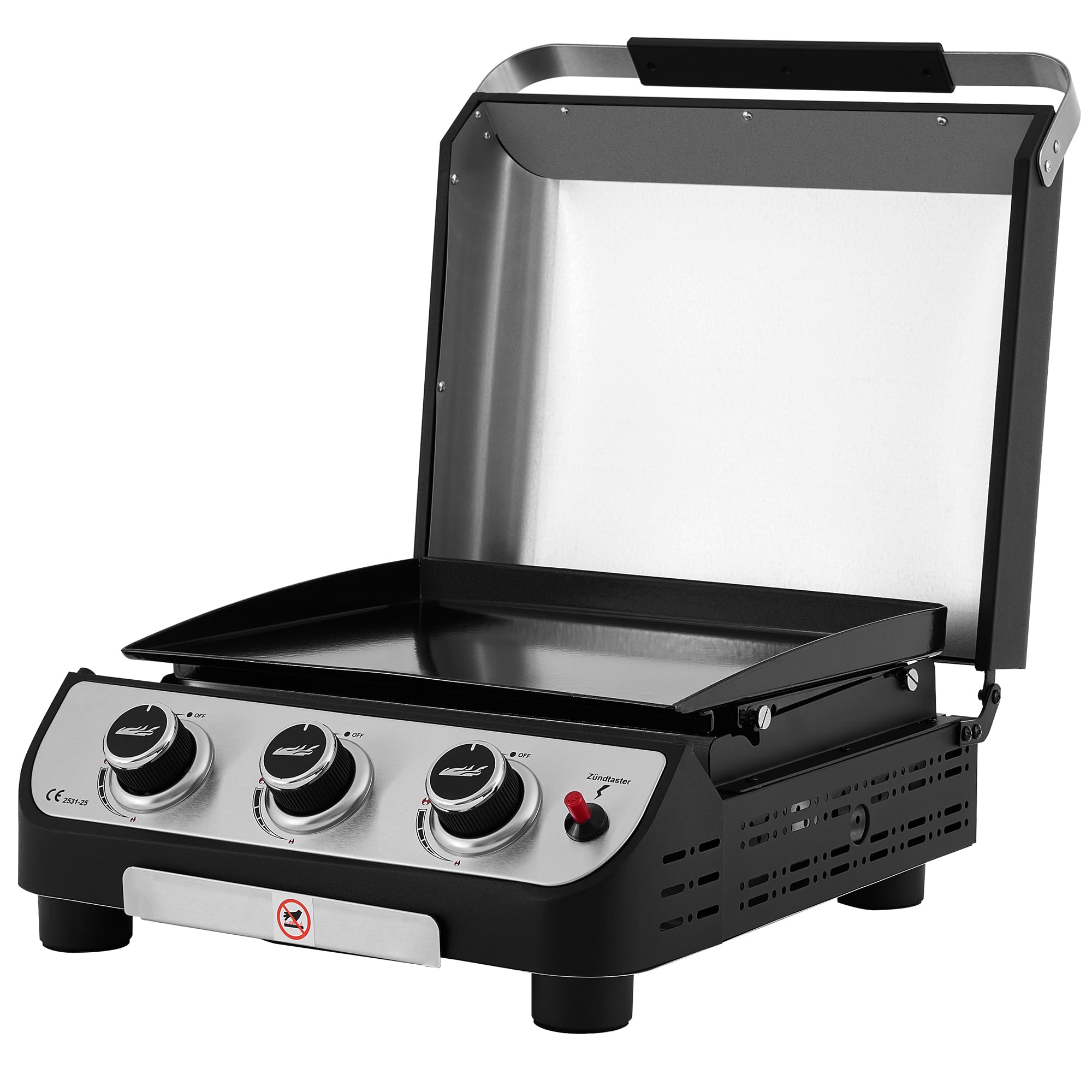 Royal Gourmet Gasgrills Plancha Tischgrill 3 Brenner Edelstahl