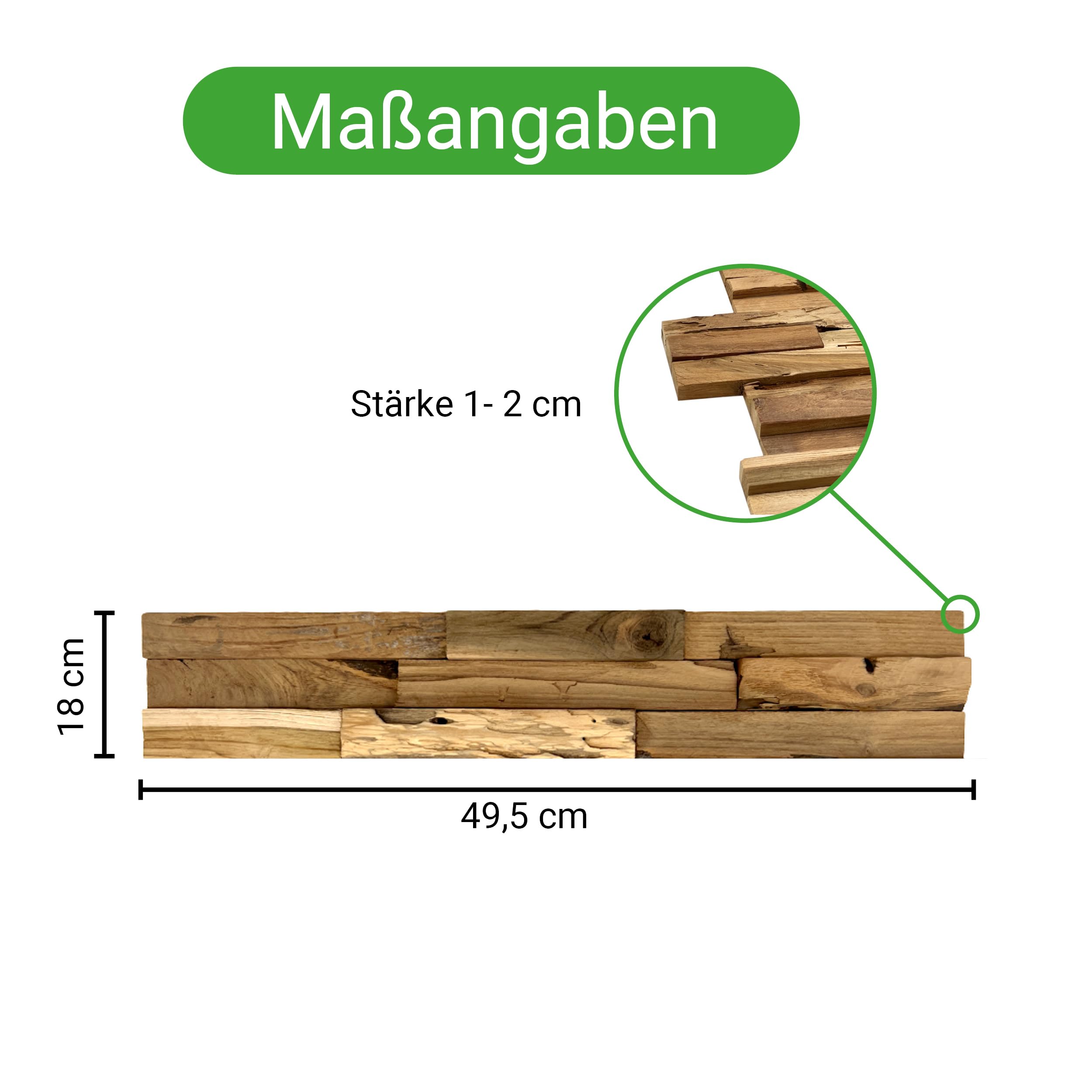 HPFloor Batavia Wandpaneele Teak 12er Set braun 3D Echtholz