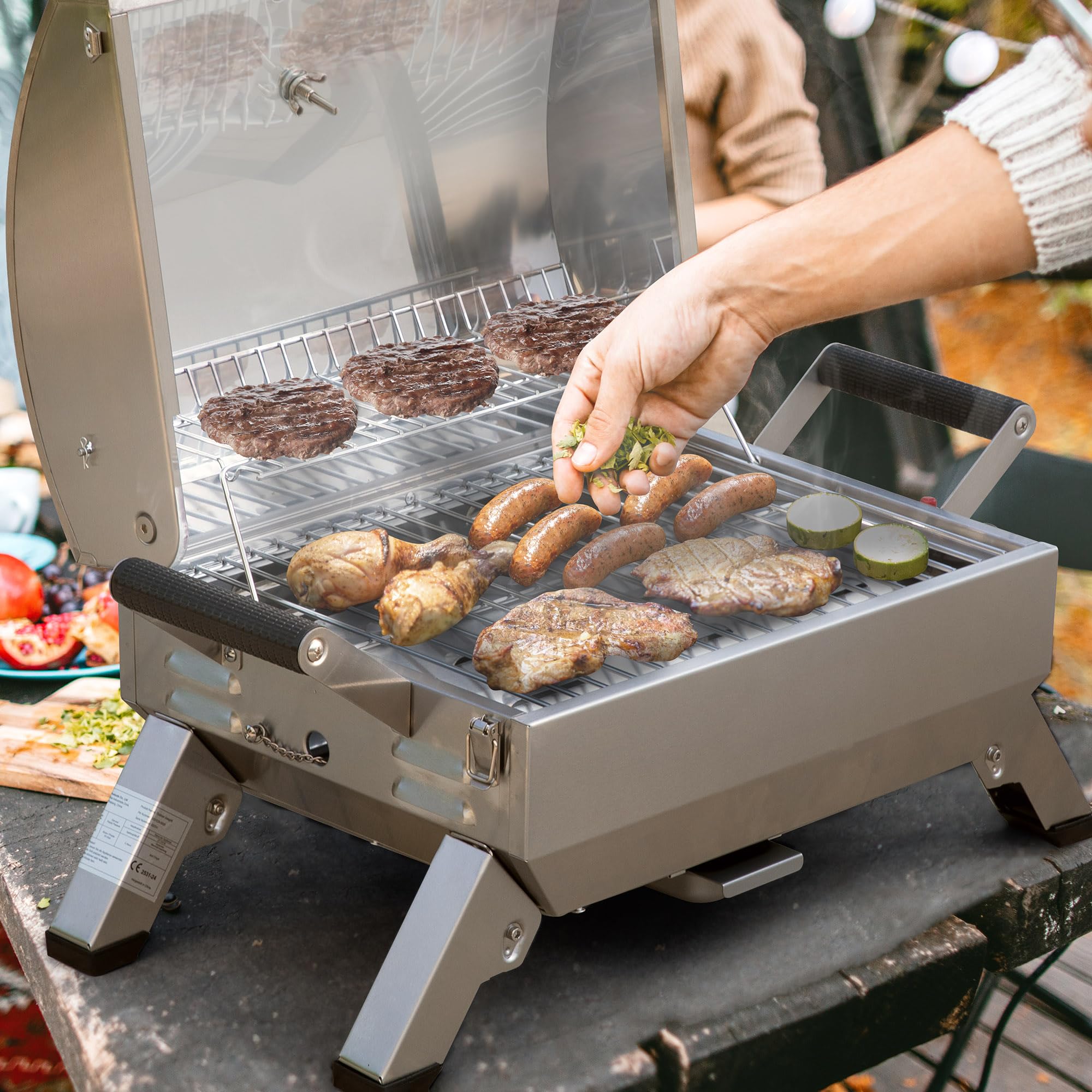 Royal Gourmet Gasgrills Tischgrill Edelstahl Silber 3 kW