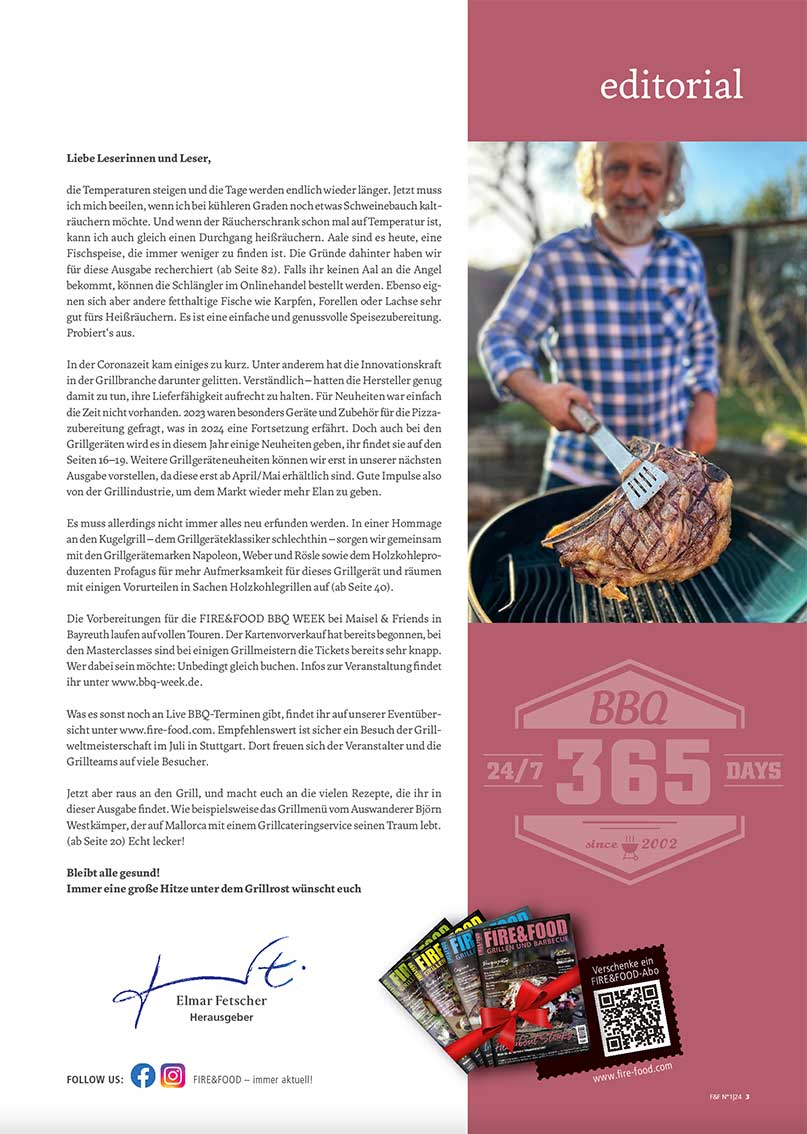 FIRE&FOOD Einzelausgaben 2024/01 Magazin Printausgabe Räuchern
