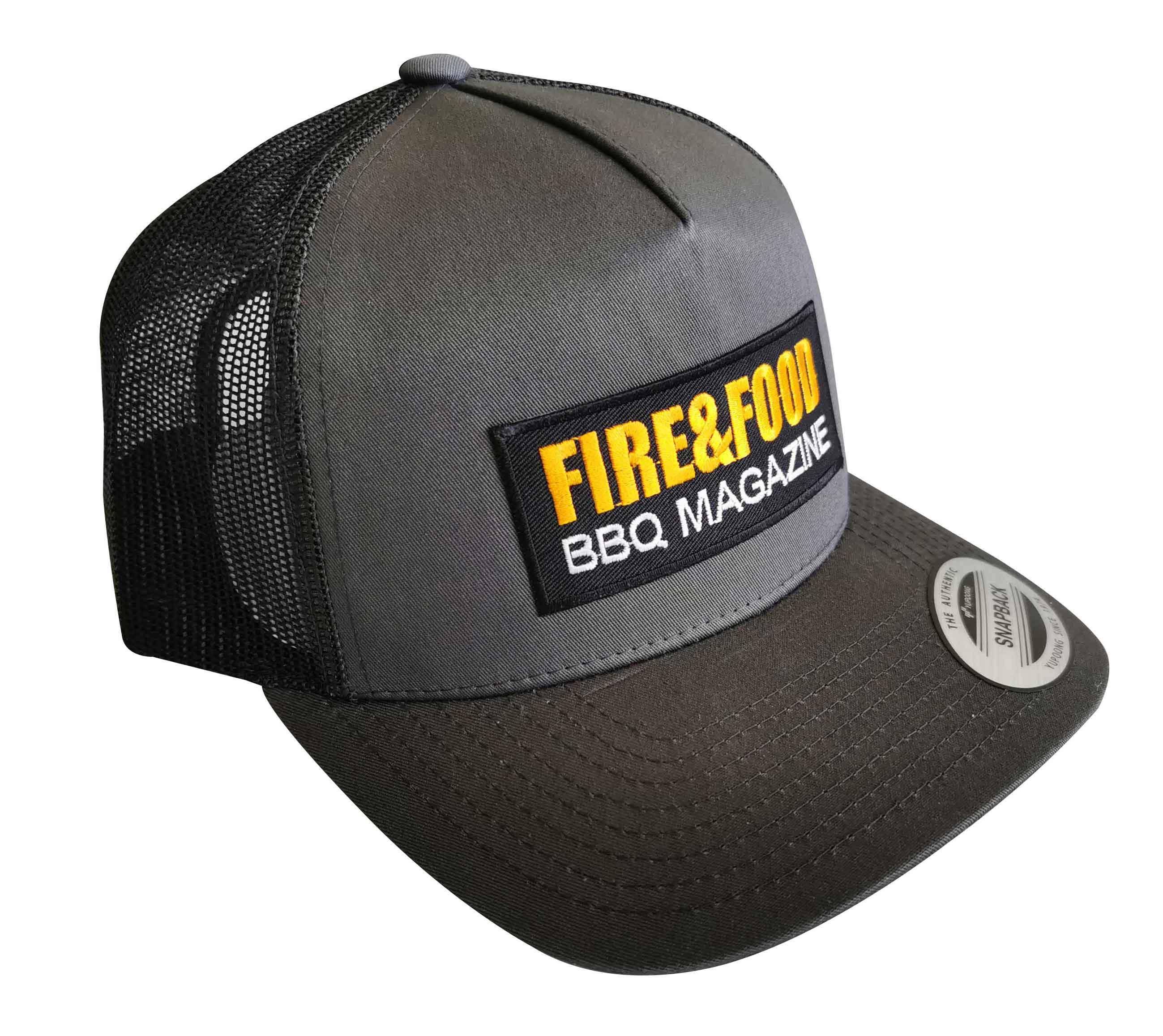FIRE&FOOD Brand Snapback Kappe schwarz grau verstellbar
