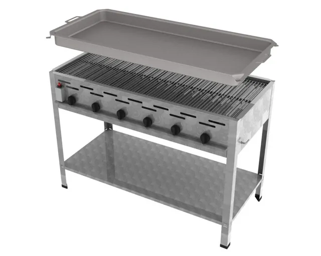 ChattenGlut Gasbräter 6-flammig Standgerät Rost+Pfanne 22kW