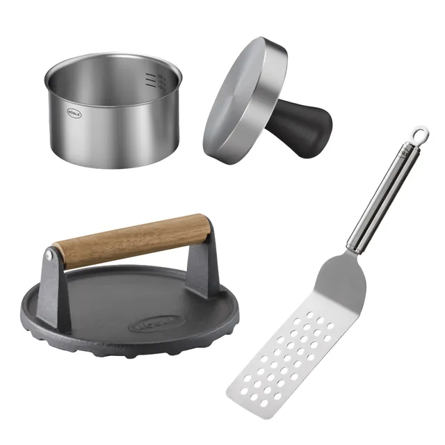 Rösle Profi Burger-Set 3-tlg. Edelstahl mit BBQ-Gewicht