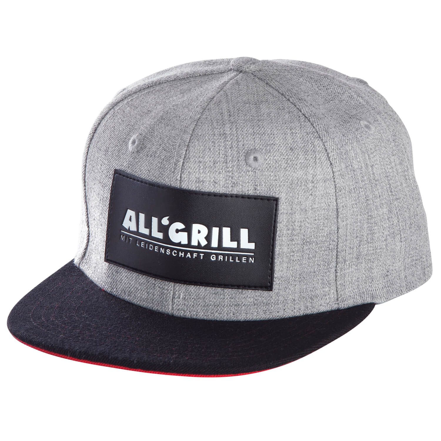 AllGrill Snapback Kappe grau Baumwolle mit Leder-Logo