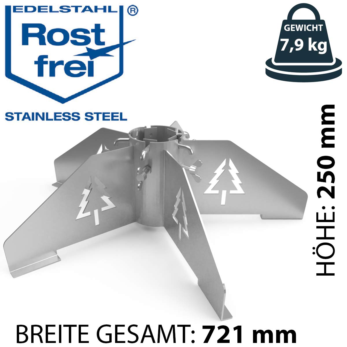ChattenGlut Christbaumständer Edelstahl 721mm Designer