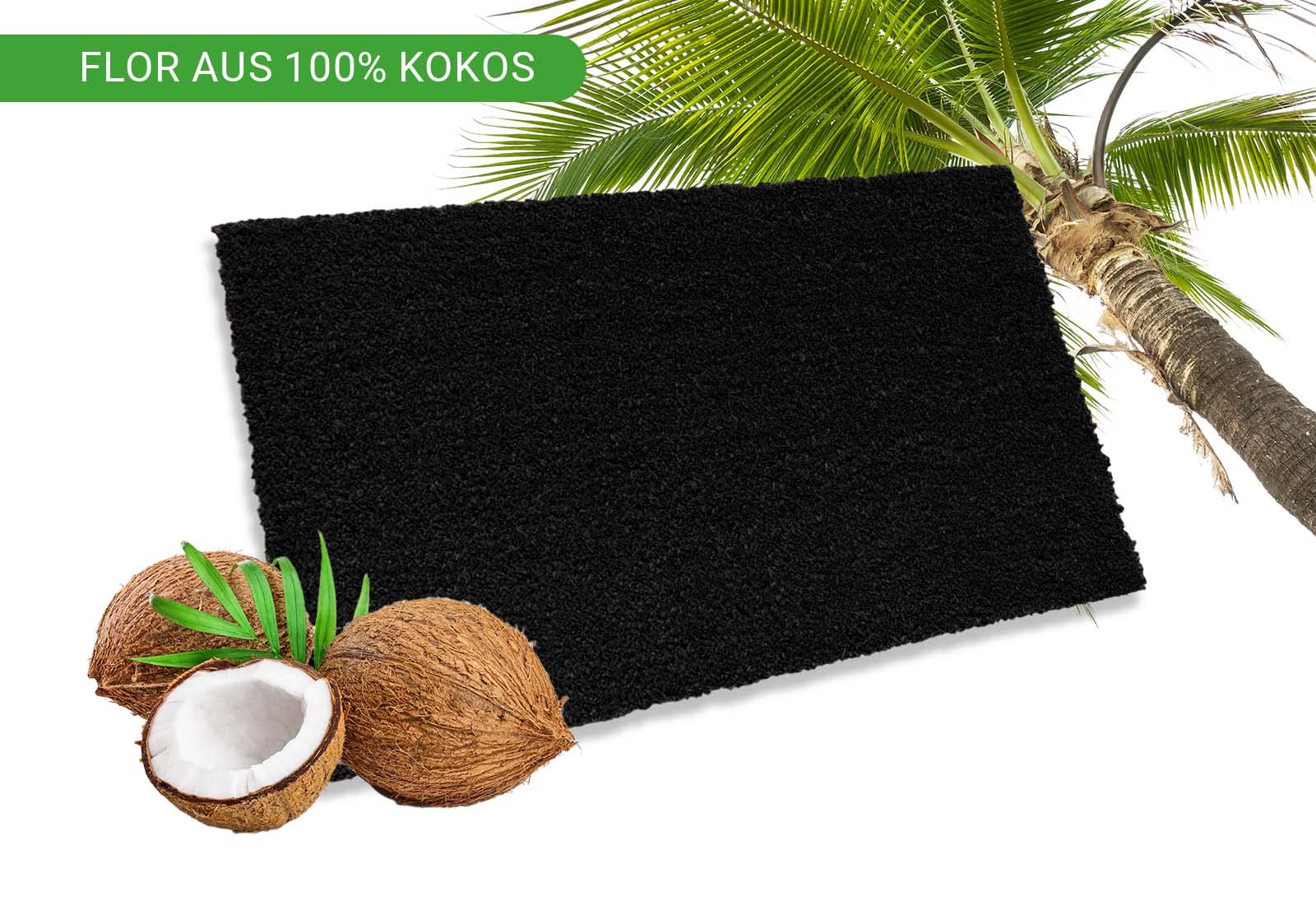 HPFloor Coconut Mats Kokosmatte 60x40 cm Schwarz Fußmatte
