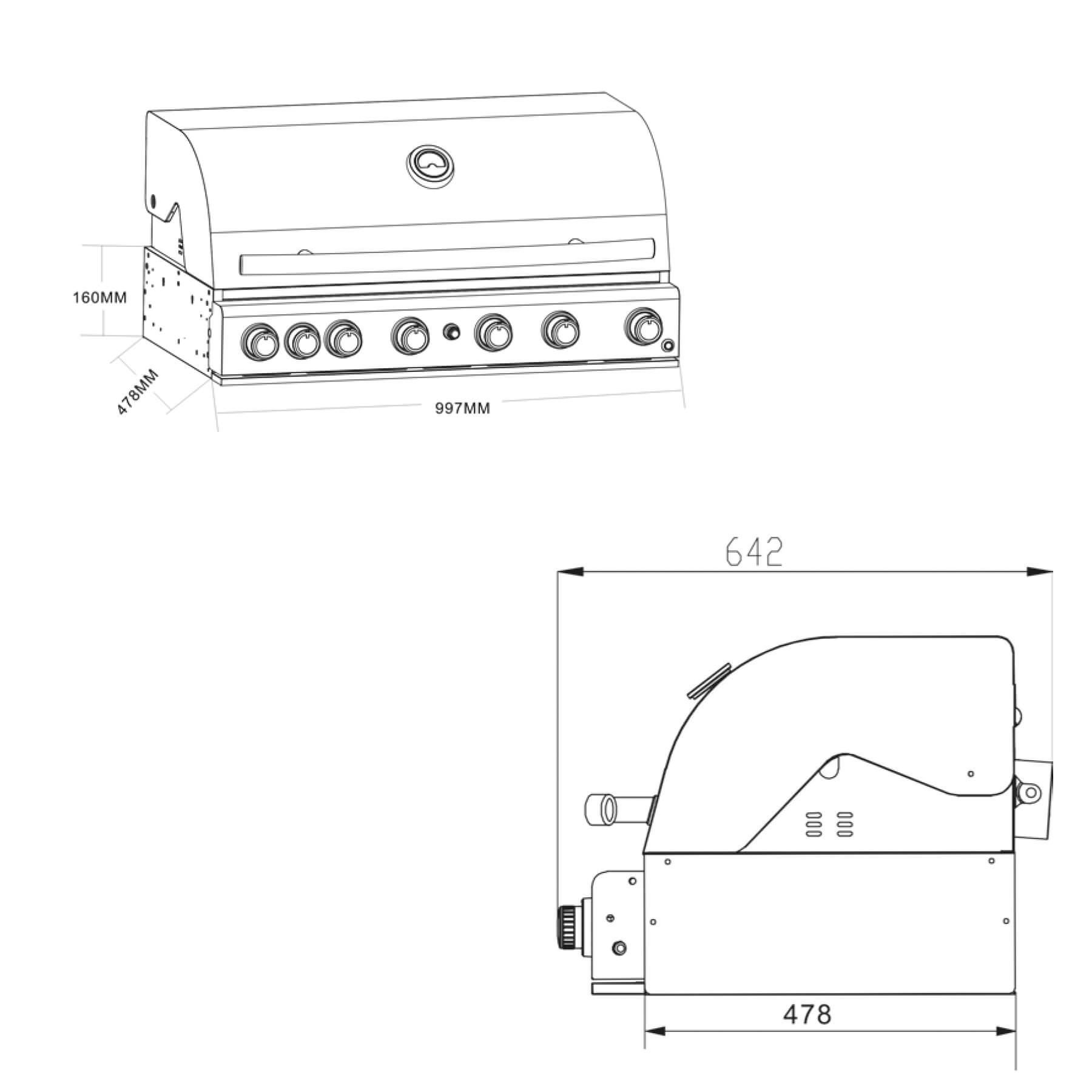 AllGrill Chef Built-in Einbaugrill Chef XL Black Air System