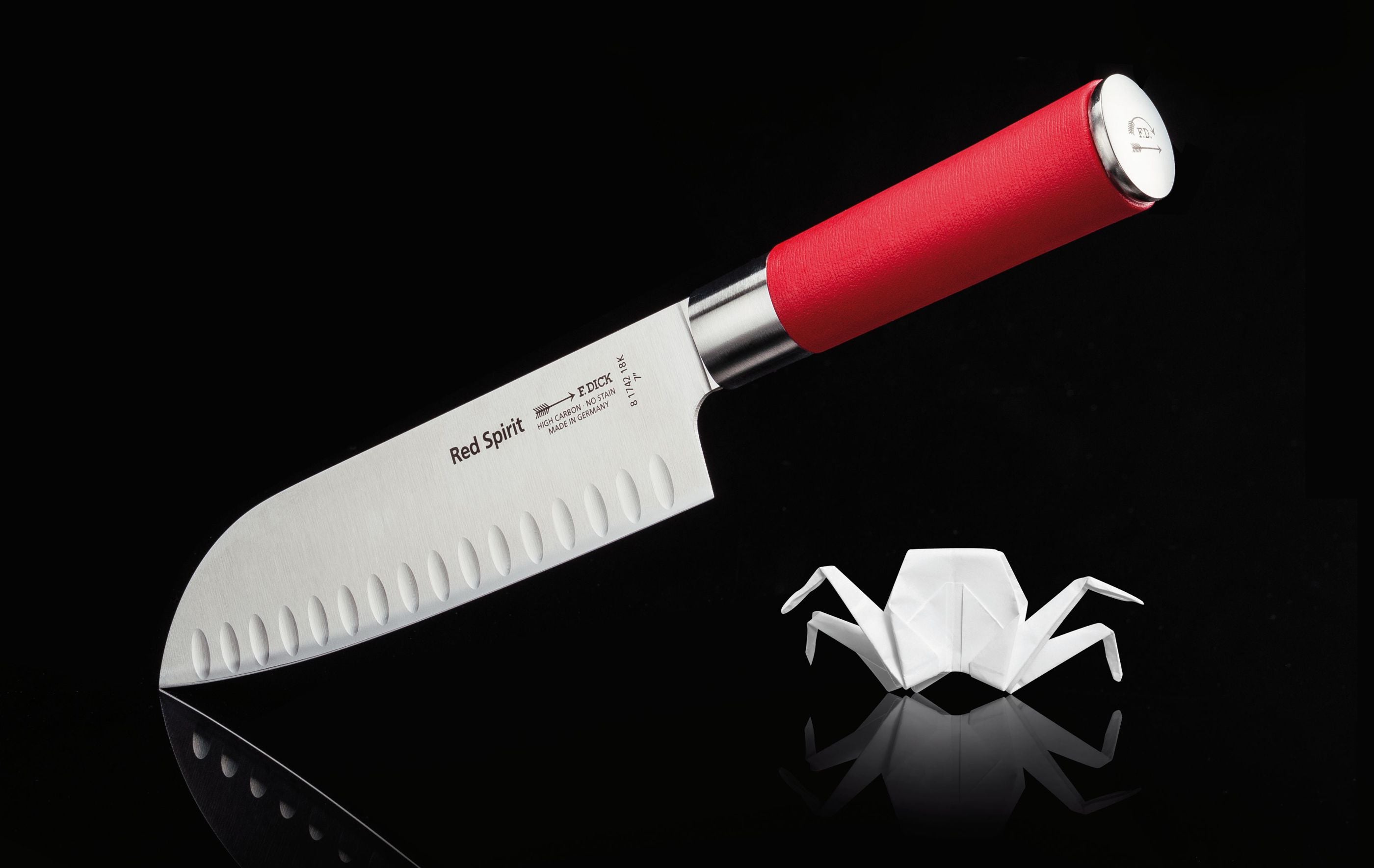 Dick Red Spirit Santoku 18 cm Kullenschliff rot