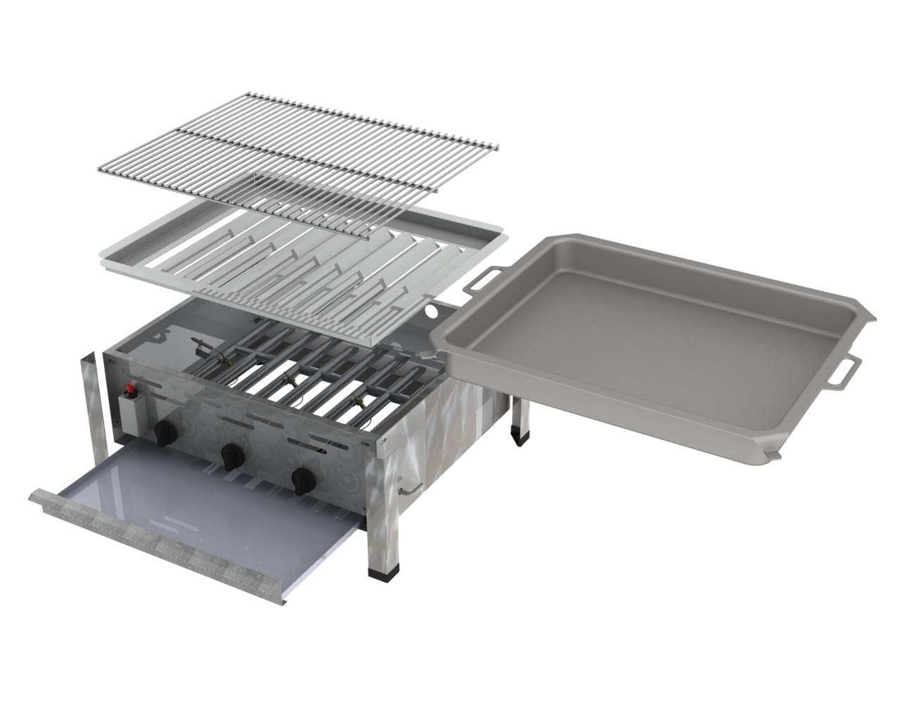 ChattenGlut Gasbräter Gastrobräter 10,8kW Rost+Pfanne Grill