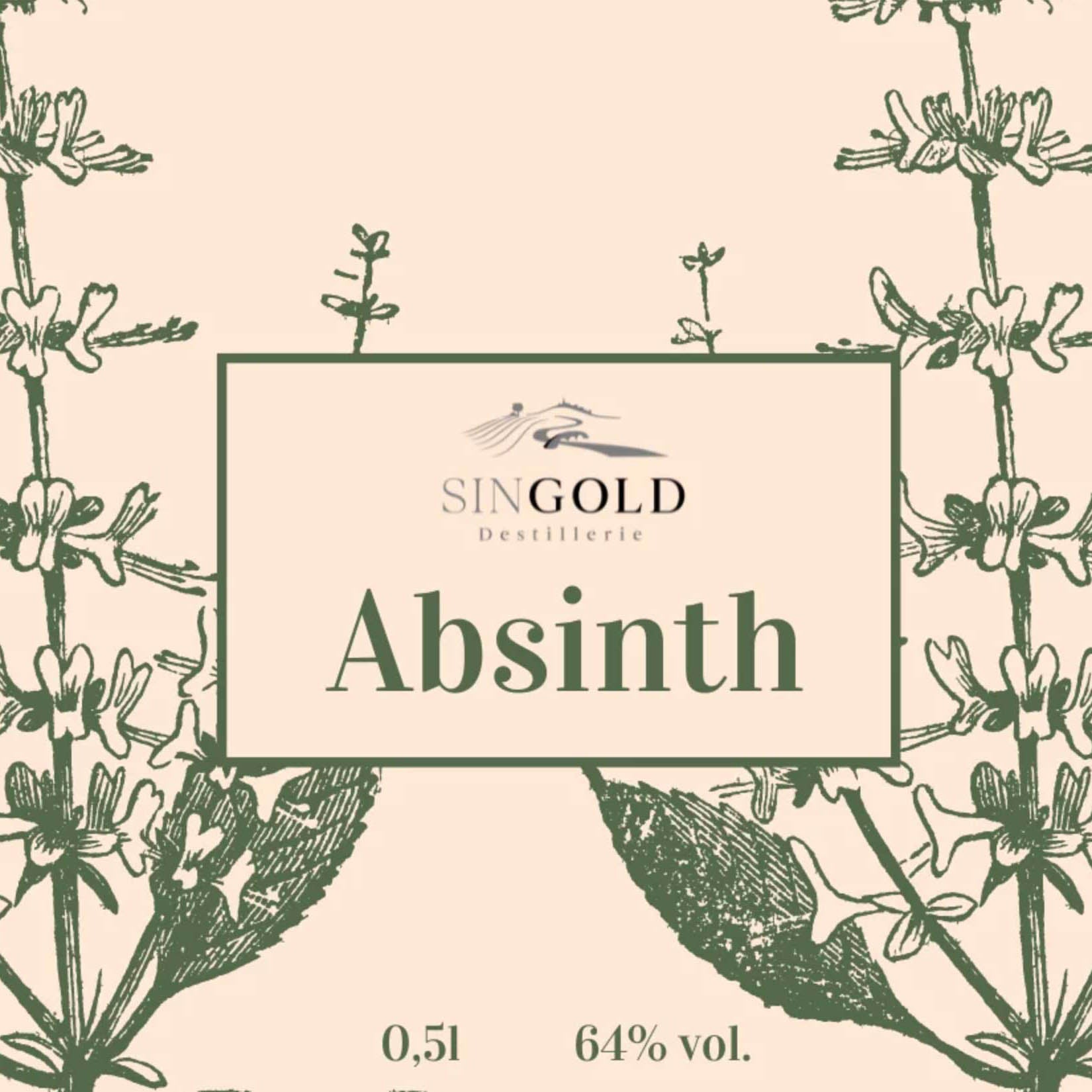 SinGold Absinth 0,5l 64% Vol. Anis Wermut Flasche