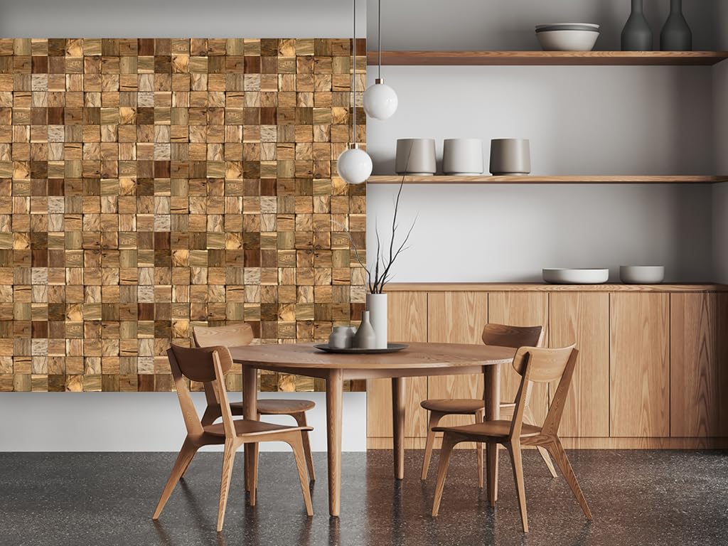 HPFloor Cubic Wandpaneele Teak 11er Set braun 3D Echtholz