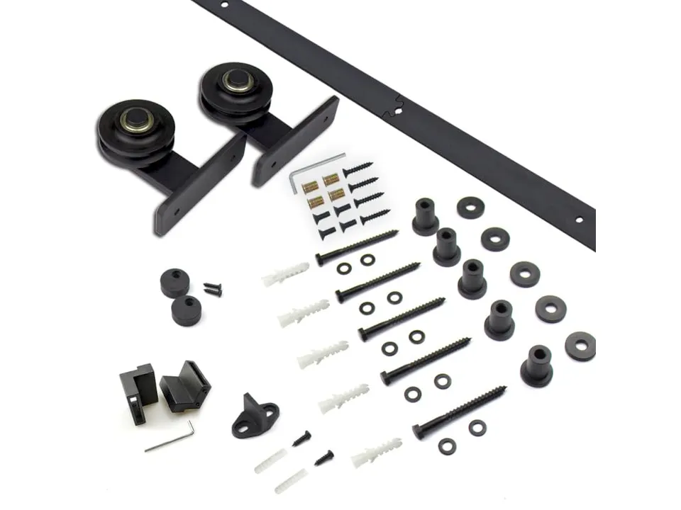 HPFloor Schiebetürbeschlag Set 183 cm mattschwarz Stahl
