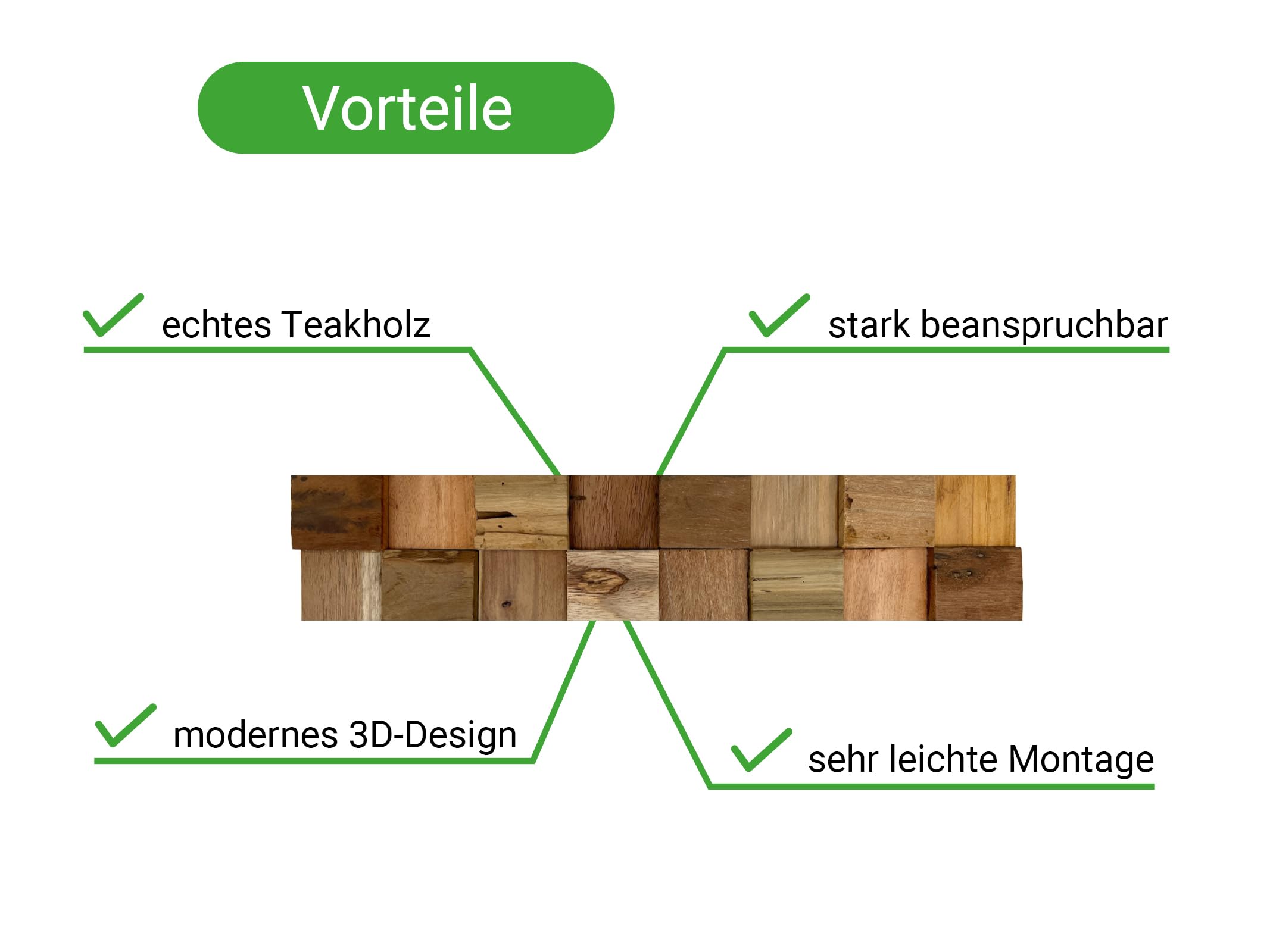 HPFloor Edelweiss Wandpaneele Teak 18er Set braun 3D Echtholz
