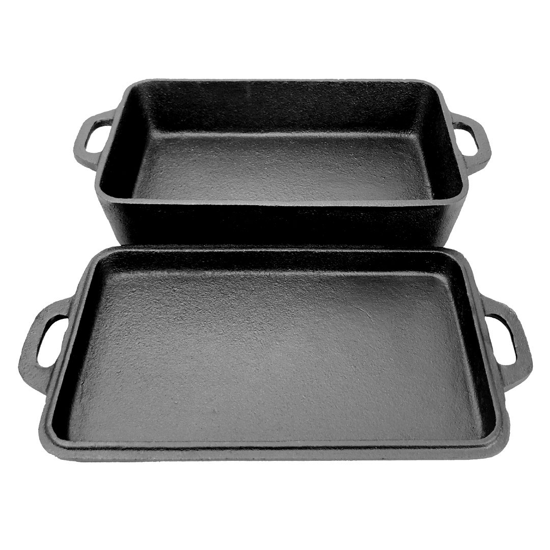 AllGrill Gusseisen Kombi 2in1 Casserole 16x11 cm Bräter 0,6 L