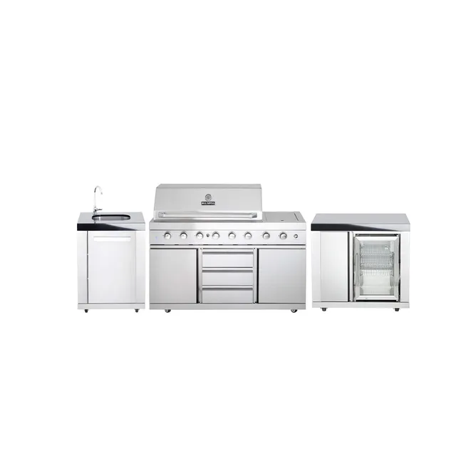 AllGrill Außenküche Variante 14 mit Grill Spüle Kühlschrank
