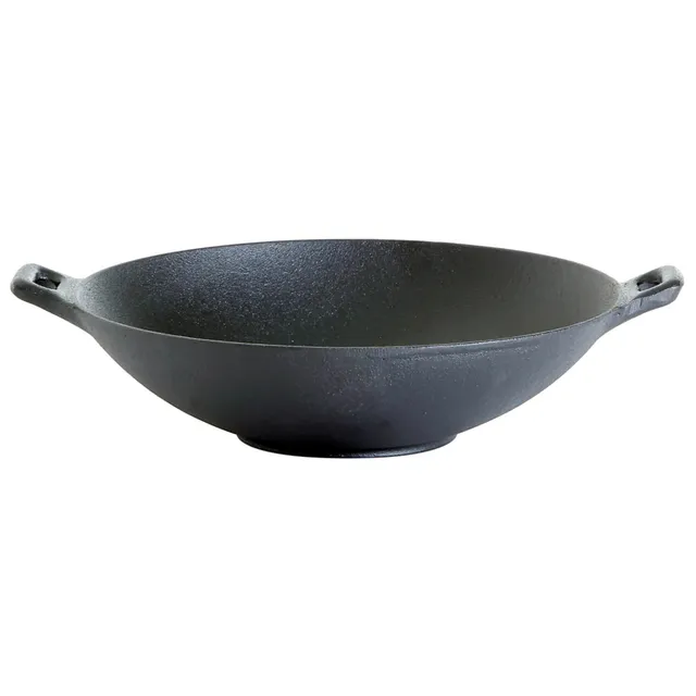 AllGrill Gusseisen Wok 30 cm Gusseisenwok schwarz