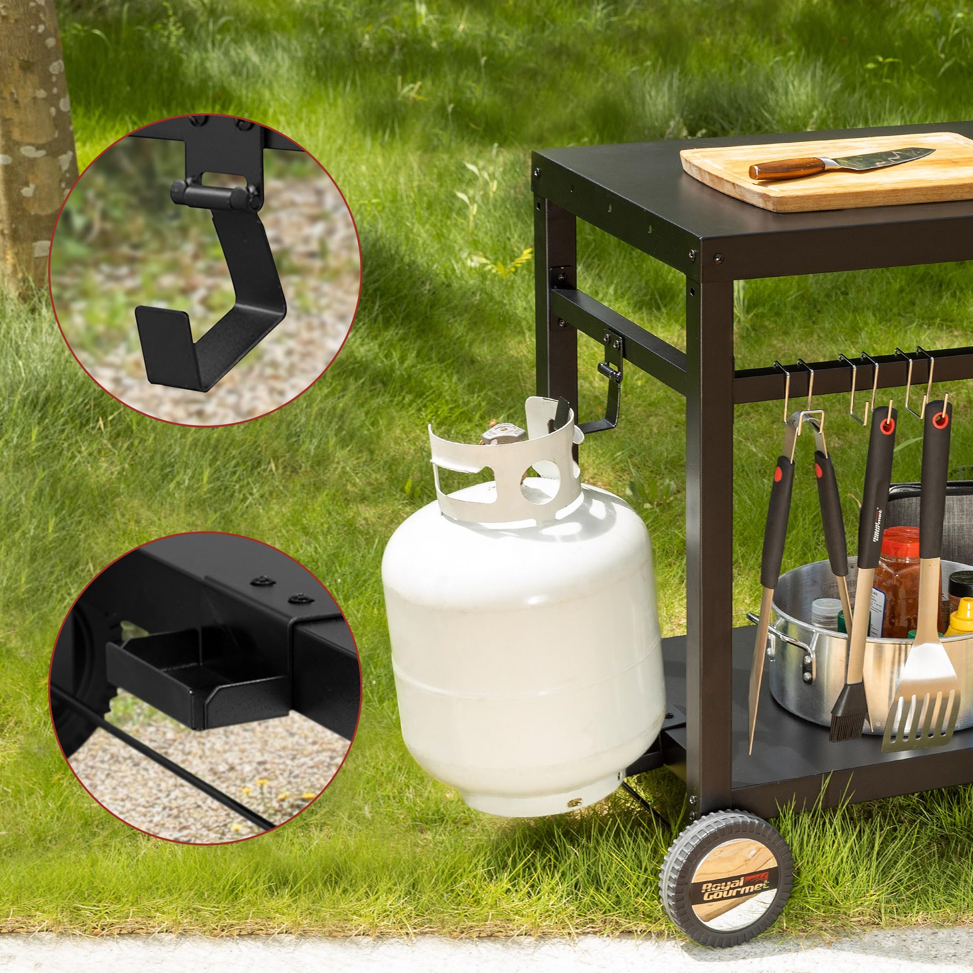 Royal Gourmet Grillwagen Grilltisch 85x50cm mit Rollen