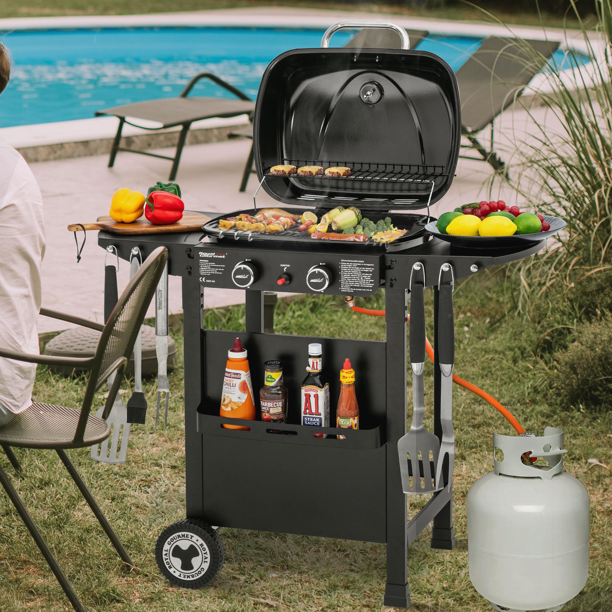 Royal Gourmet 2-Brenner Gasgrill Griddle Combo Schwarz 5 kW