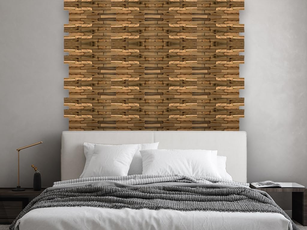 HPFloor Batavia Wandpaneele Teak 12er Set braun 3D Echtholz