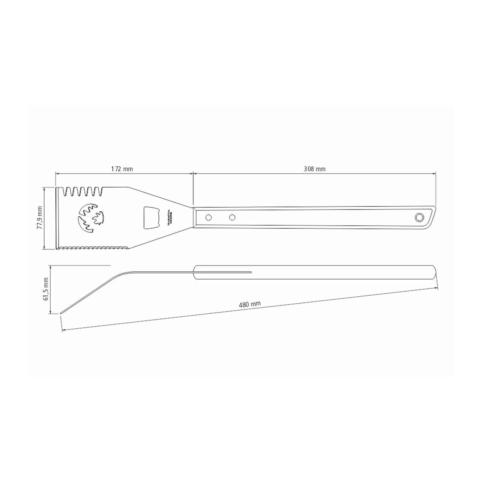 Tramontina CHURRASCO Grillwender Edelstahl 48 cm Holzgriff