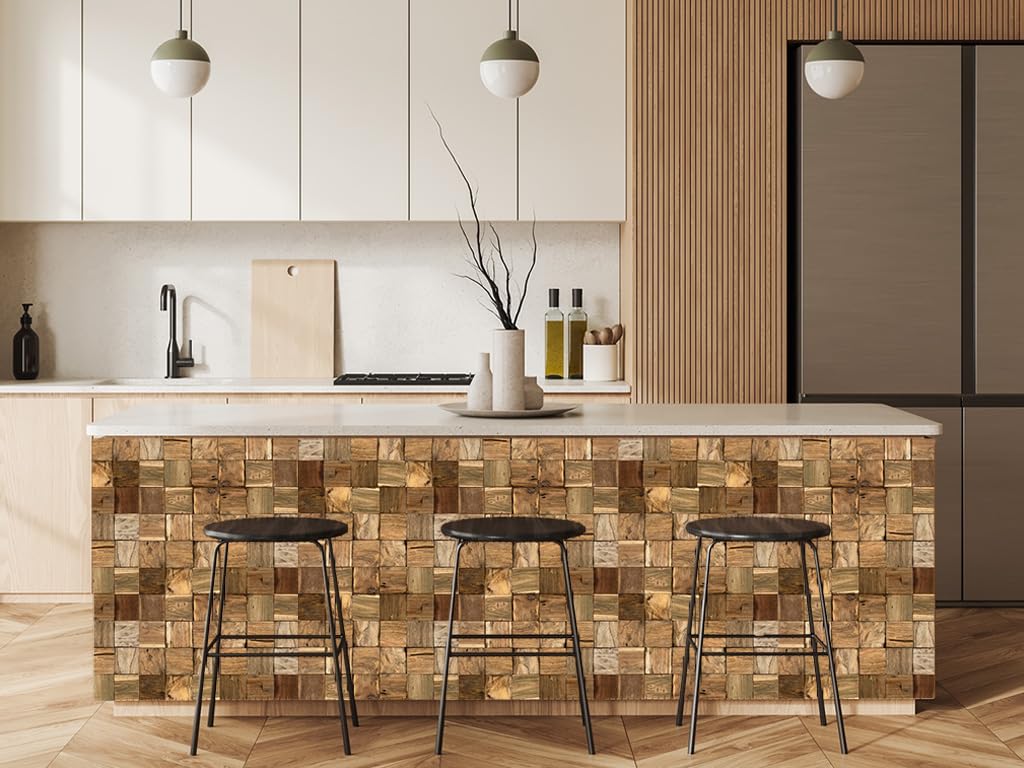 HPFloor Cubic Wandpaneele Teak 11er Set braun 3D Echtholz