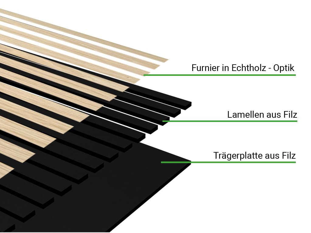 HPFloor AURA Akustikpaneel Light Oak 240x60 cm Filz Schwarz