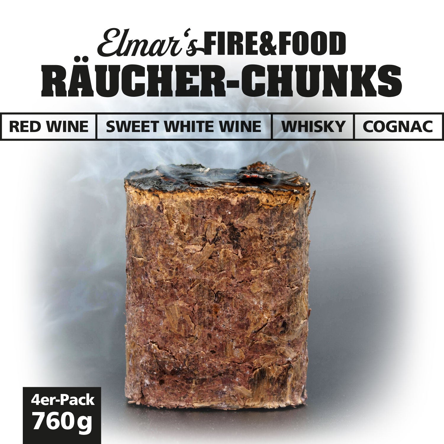 FIRE&FOOD Kohle & Räuchern Elmar´s Räucher-Chunks 4 Stück Fassholz