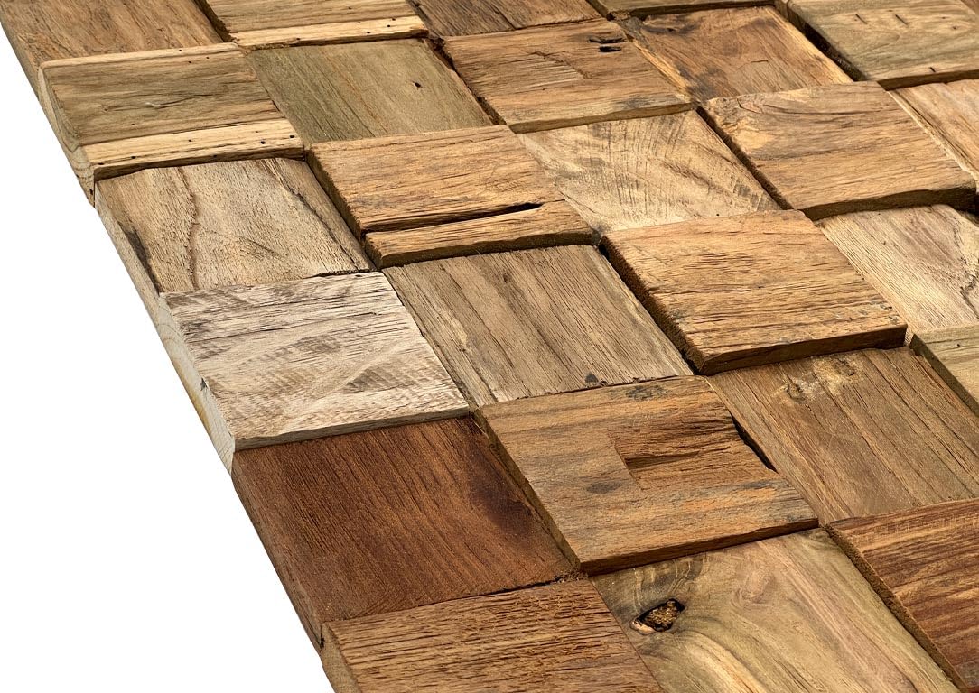 HPFloor Cubic Wandpaneele Teak 11er Set braun 3D Echtholz