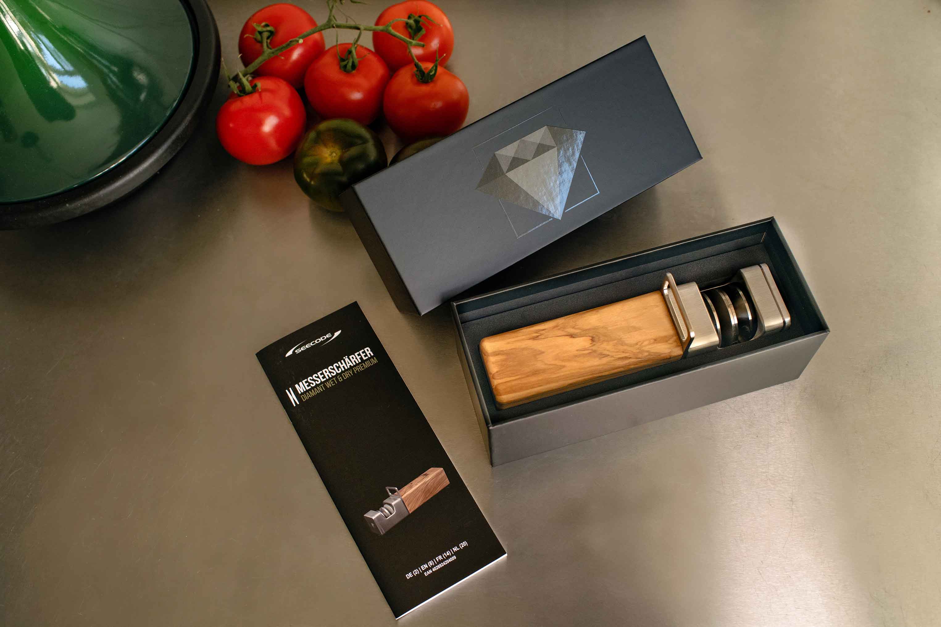 Seecode Diamant Wet & Dry Premium Messerschärfer Olivenholz