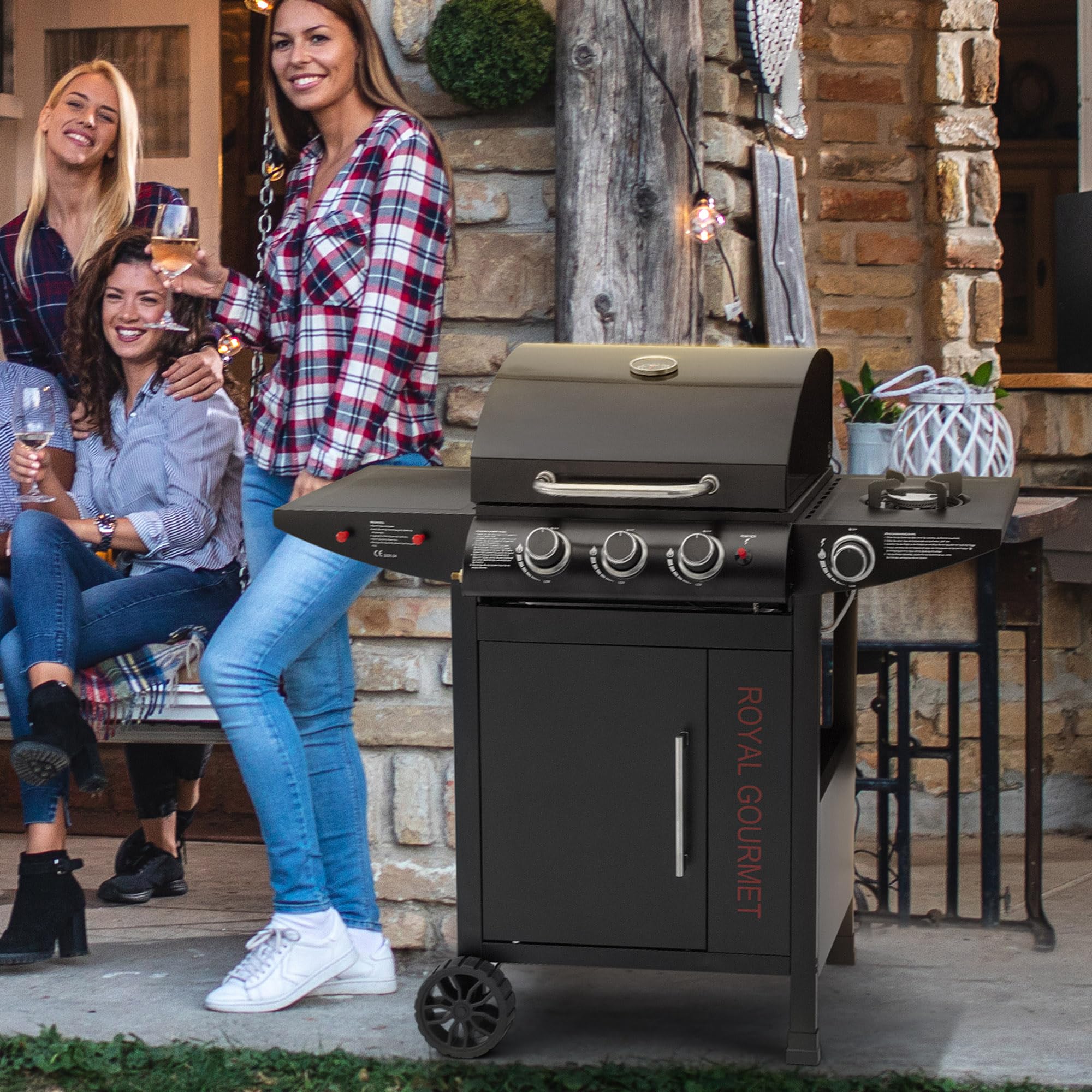 Royal Gourmet Gasgrill 3+1 Brenner 11,5kW schwarz