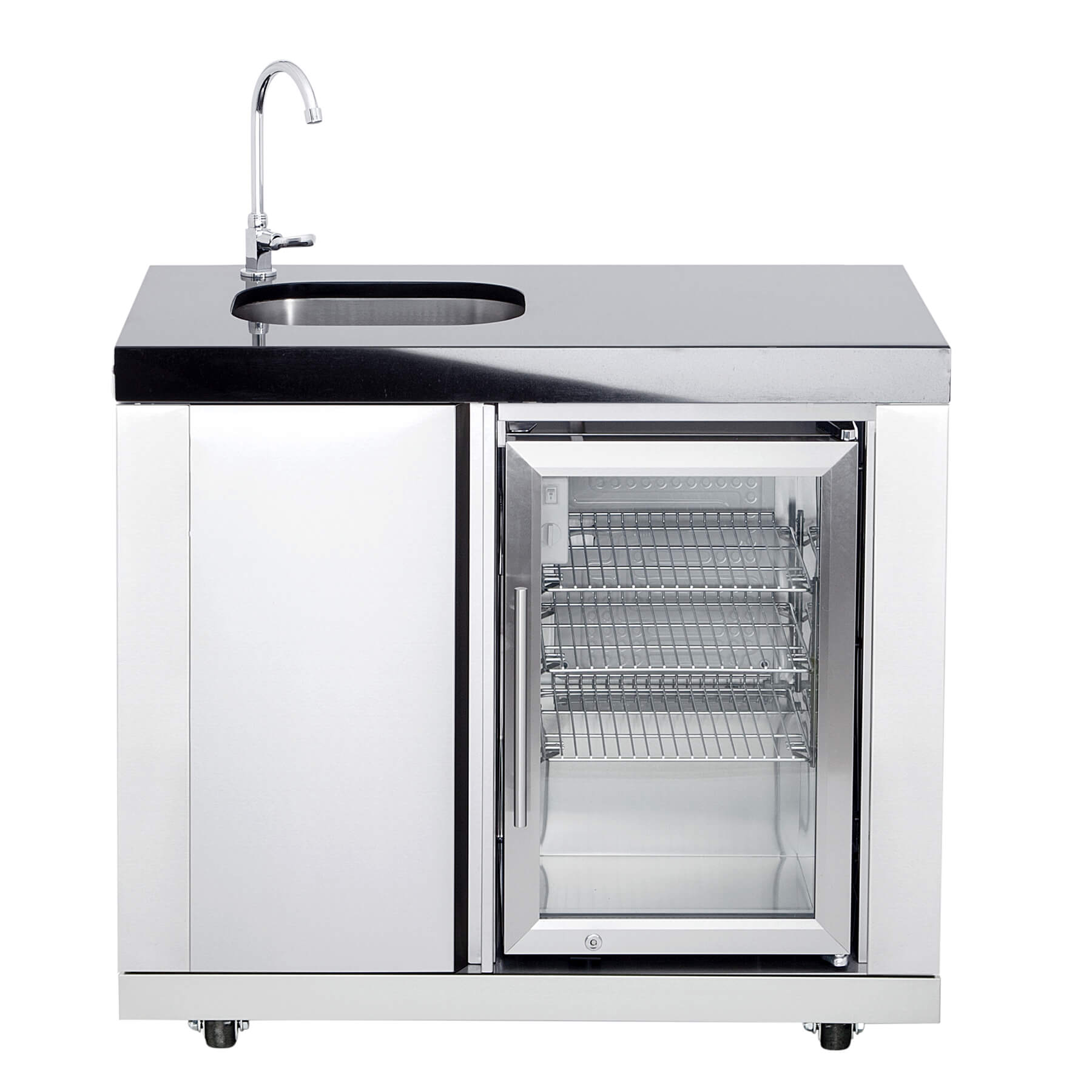 AllGrill Außenküchen Modul 1 Waschbecken-Kühlschrankkombi Becken links