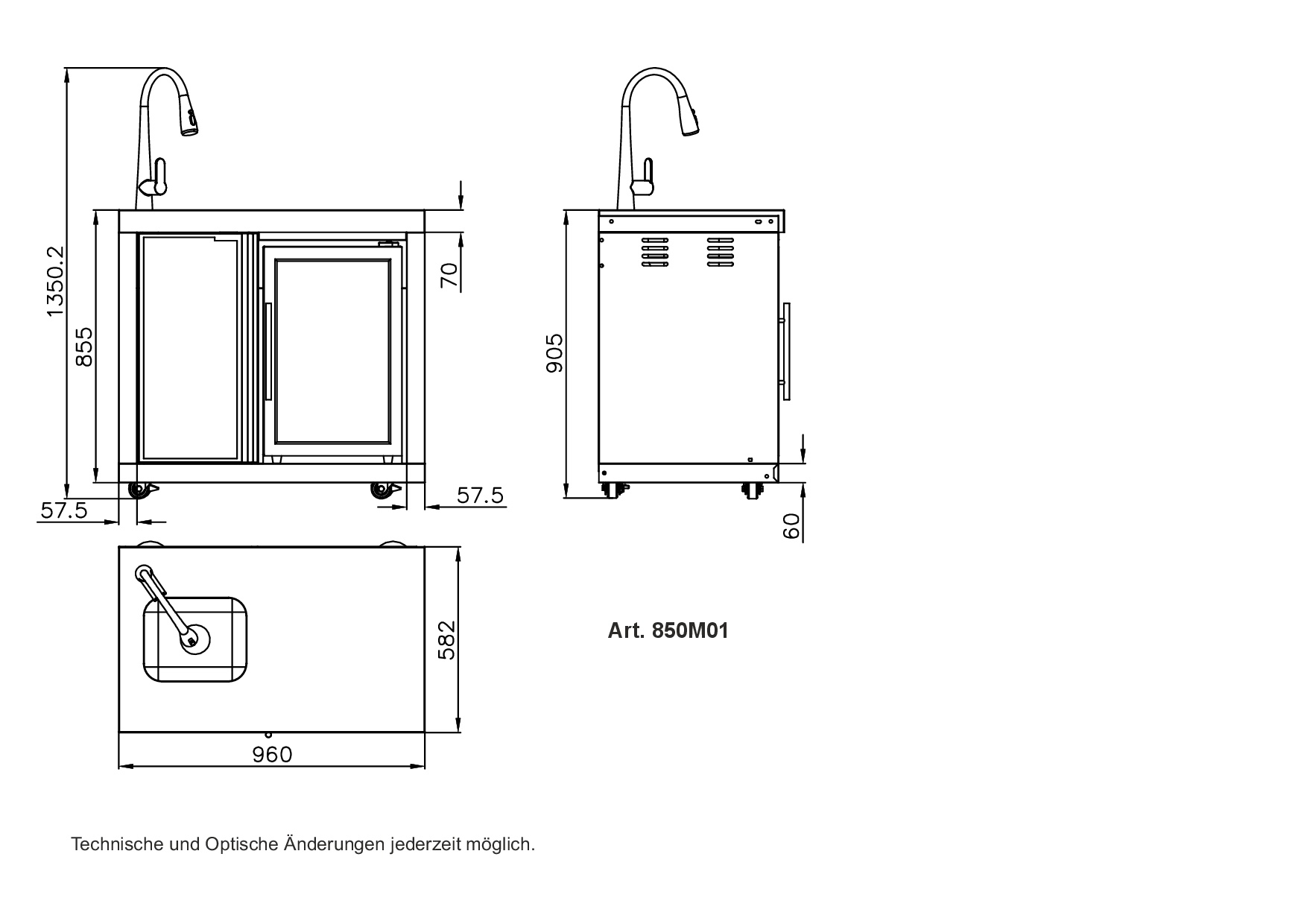 AllGrill Außenküchen Modul 1 Waschbecken-Kühlschrankkombi Becken links