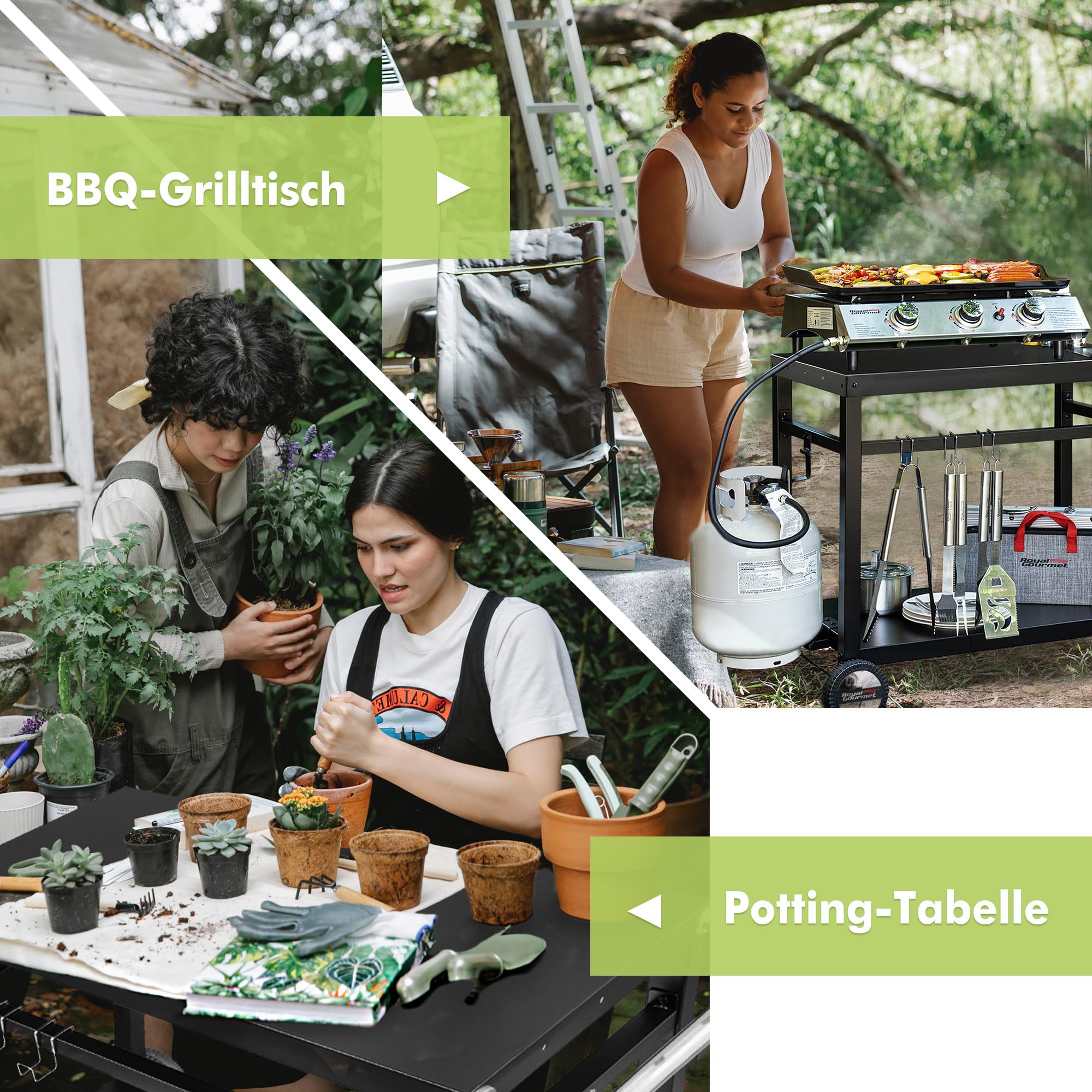 Royal Gourmet Grillwagen Grilltisch 85x50cm mit Rollen