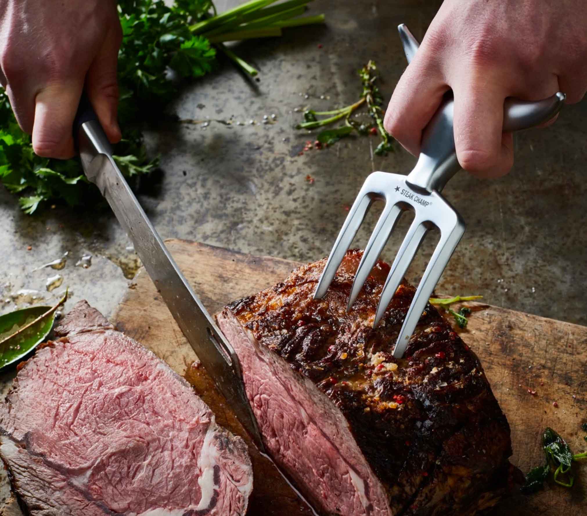 FIRE&FOOD Zubehör Bull Fork Fleischgabel 390g Zink mattverchromt
