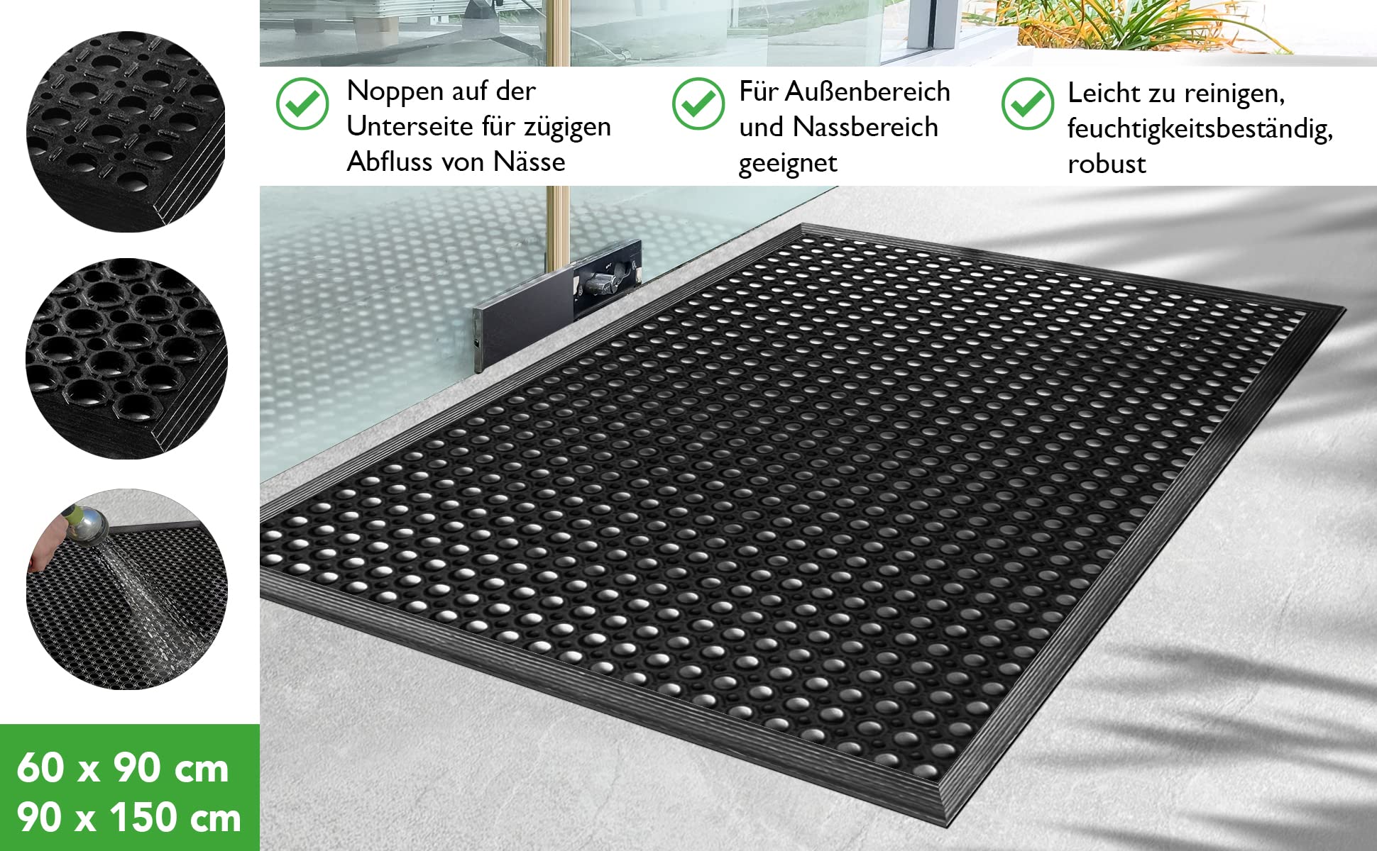 HPFloor Ringgummimatte Wabenmatte 90x150 cm 14 mm ölfest