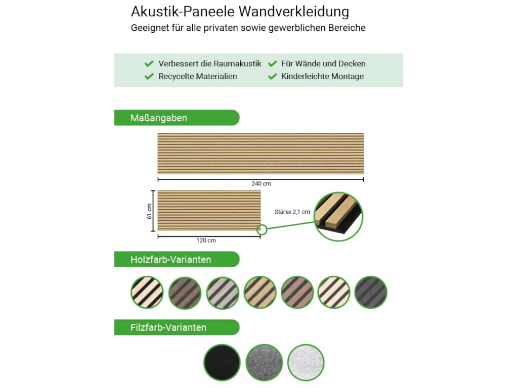 HPFloor Acoustic Panels 240x60 Eiche Natur 2er Set