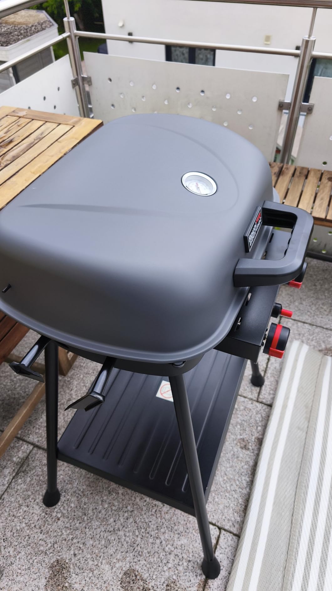 Royal Gourmet 2-Brenner Gasgrill Grau 5 kW Balkongrill mit Ablage