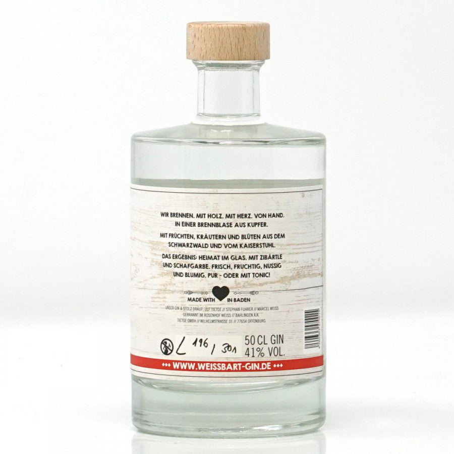 WEISSBART! Badischer Gin 0,5 l Flasche Wacholder Zibärtle