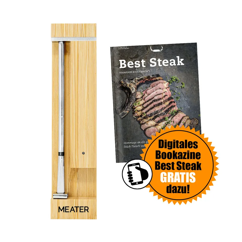 MEATER Pro 2 Plus Fleischthermometer kabellos + Best Steak Bookazine