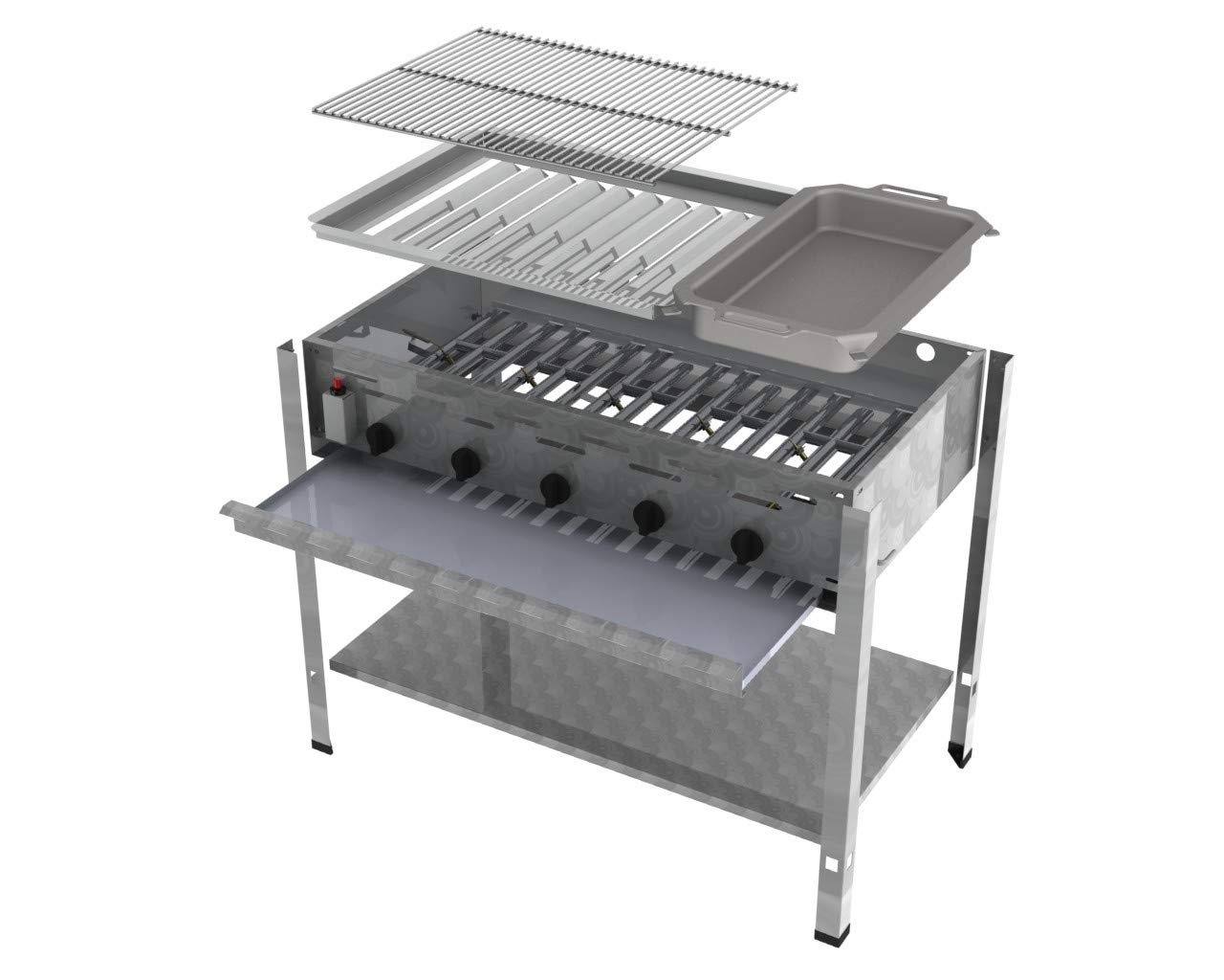 ChattenGlut Gasbräter 5-flammig Standgerät 3er Rost 22,5kW