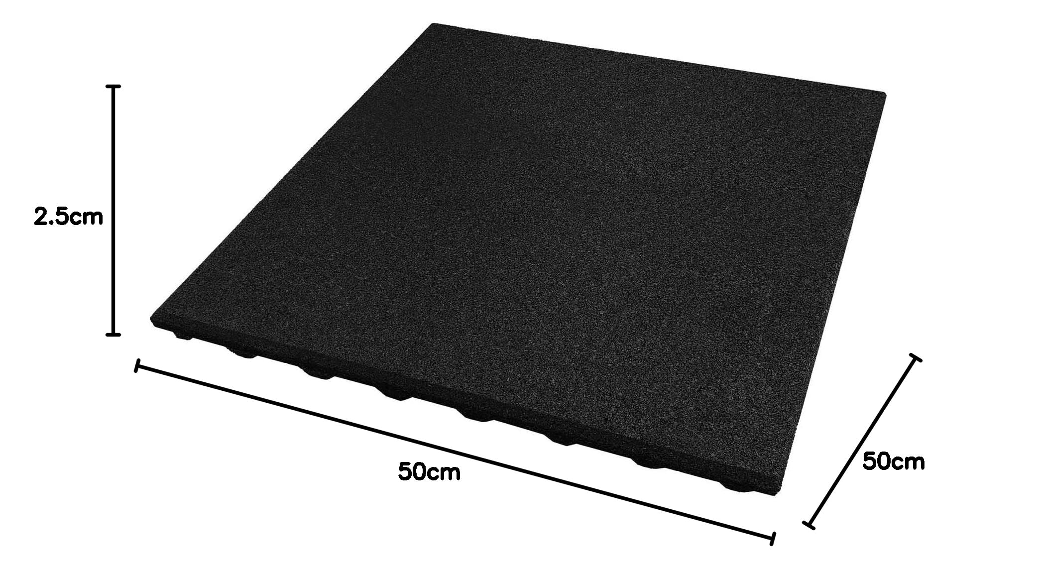 HPFloor Fallschutzmatte Schwarz 50x50 cm 25 mm Gummimatte