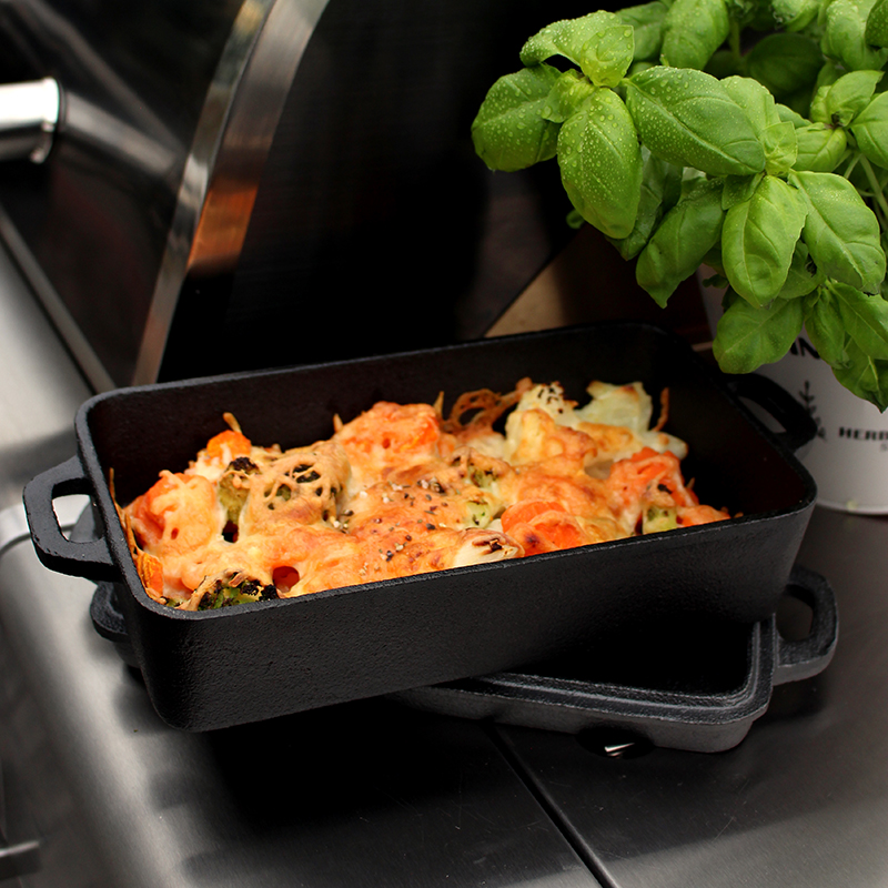 AllGrill Gusseisen Kombi 2in1 Casserole 28 cm mit Deckel
