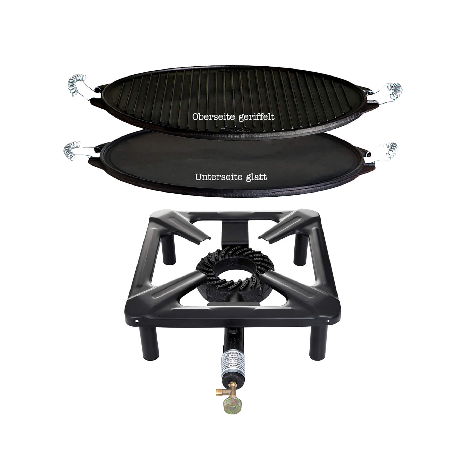 AllGrill Hockerkocher-Set klein Gussplatte Ø 38 cm