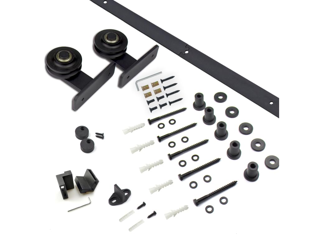 HPFloor Schiebetürbeschlag Set 200 cm mattschwarz Stahl