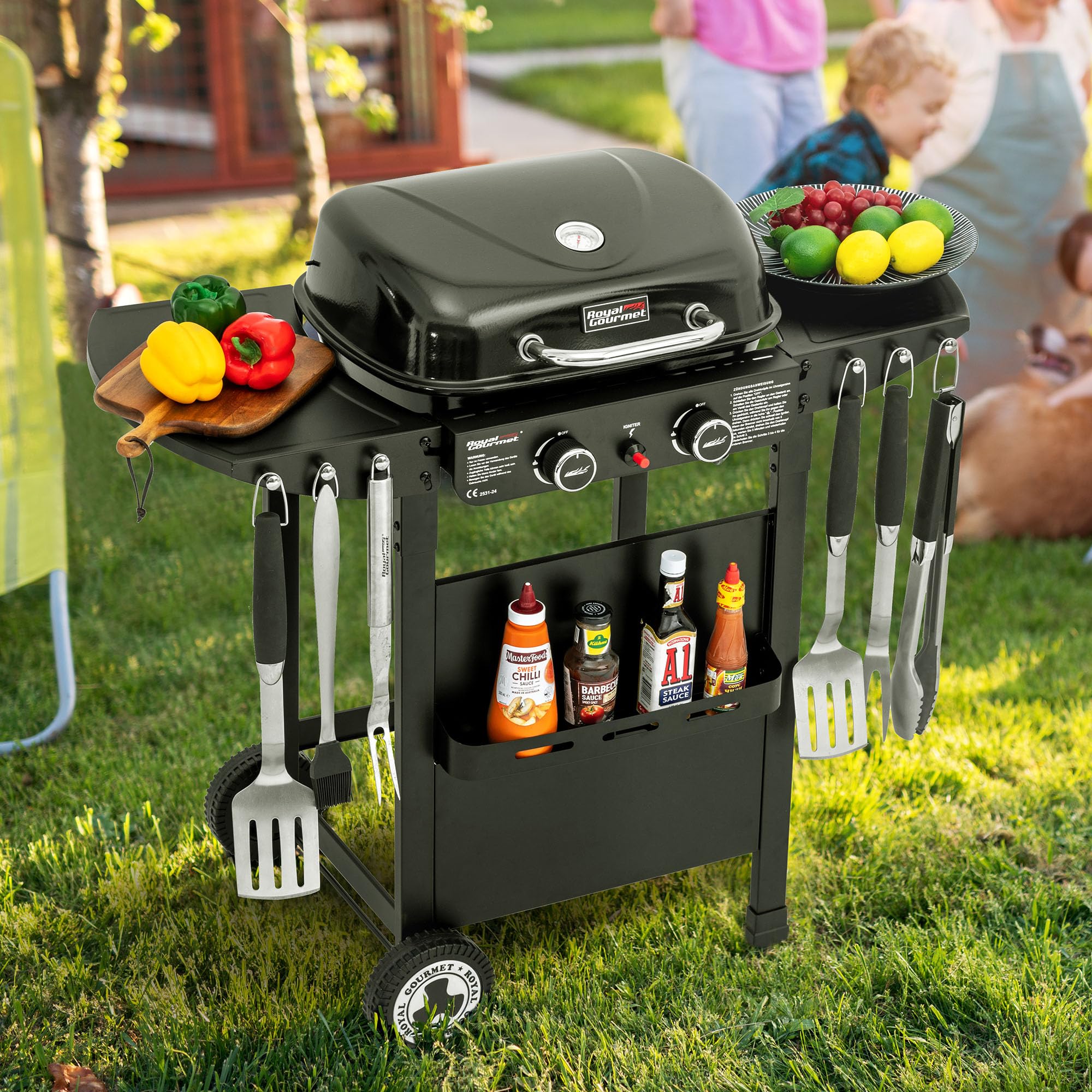 Royal Gourmet 2-Brenner Gasgrill Griddle Combo Schwarz 5 kW