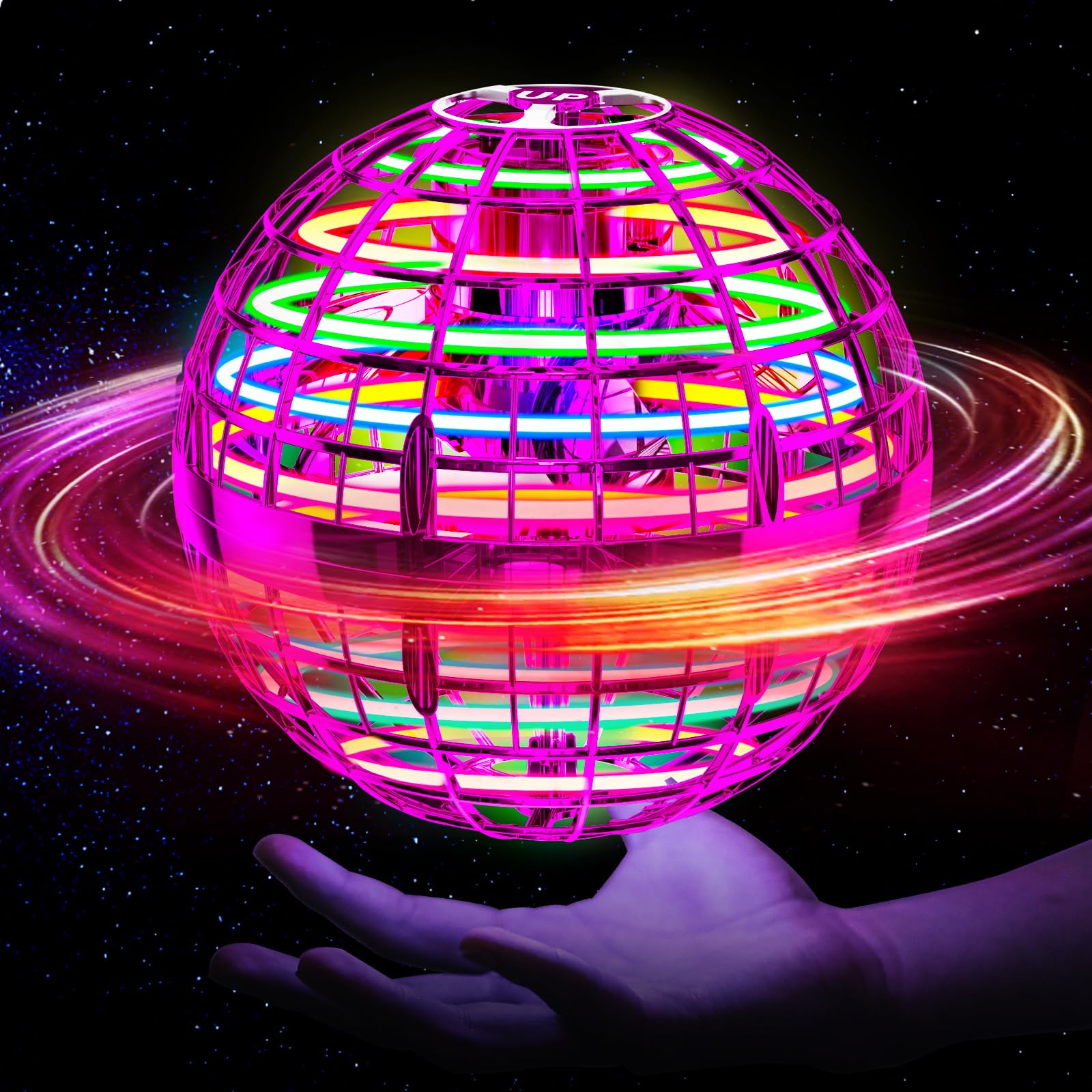 Ivtivfu Flying Orb Ball Fliegender Ball Rosa mit LED